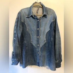 Vintage Patchwork Denim Coat / Shirt L